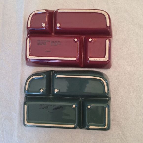 TWO Glazed Stoneware Trays with Four Compartments Sushi Condiments Divided Plate - Picture 2 of 12